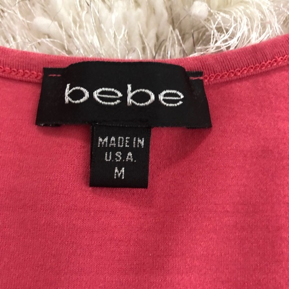 BEBE stretchy pink v-neck top size medium - Picture 4 of 7